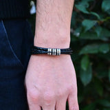 Personalized Braided Leather Bracelet with Engraved Name