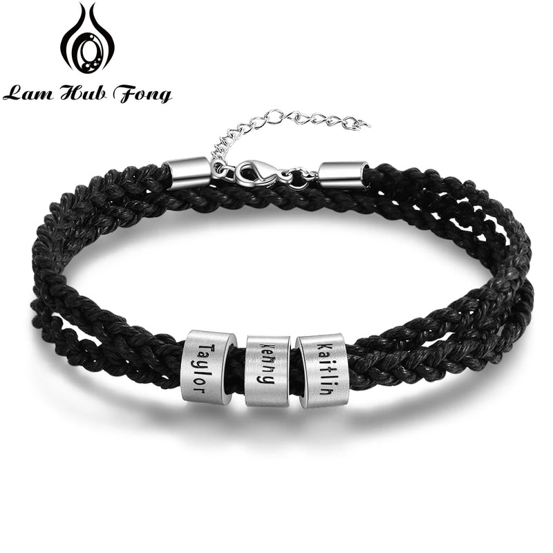 Men's Personalized Braided Rope Bracelet - Birthday Gift