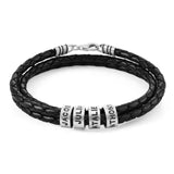Personalized Braided Leather Bracelet with Custom Name Beads