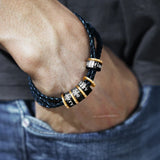 Personalized Braided Leather Bracelet with Custom Name Beads