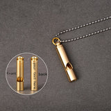 Personalized Brass Whistle Necklace Children Anti-lost Engraved Text