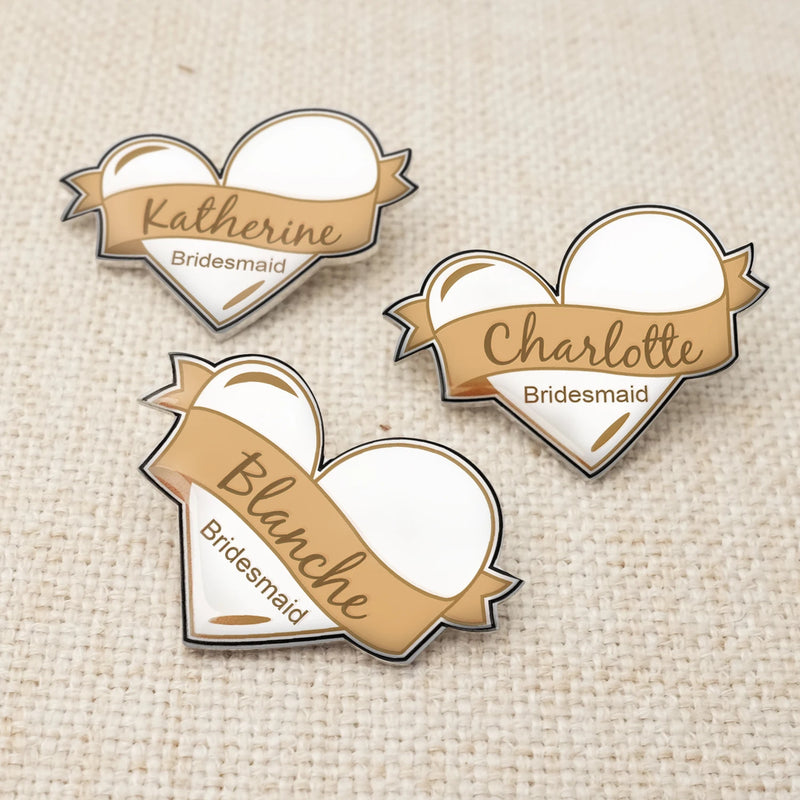 Personalized Heart Charm Name Brooch Pin