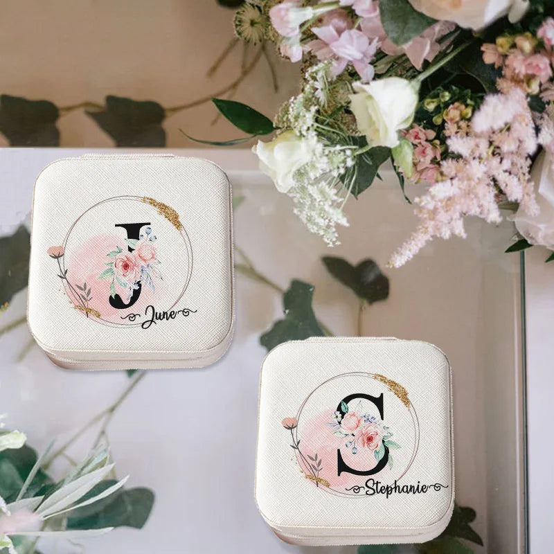 Personalized Bridesmaid Travel Jewelry Box Organizer Case