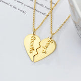Personalized Broken Heart Necklace Couples Nameplate Jewelry