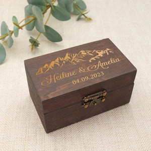 Personalized Brown Ring Bearer Box Wedding Ring Holder
