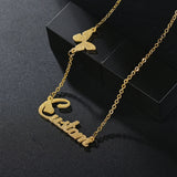 Custom Name Butterfly Pendant Necklace - Stainless Steel