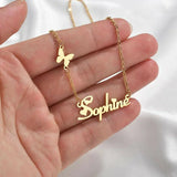 Custom Butterfly Name Necklace Stainless Steel Gift Jewelry