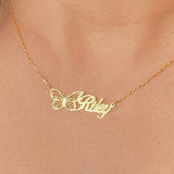 Custom Butterfly Name Necklace Choker for Women - Personalized Jewelry