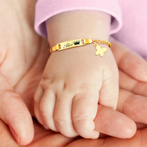 Personalized Butterfly Newborn Baby Bracelet Name Chain Link Wristbands