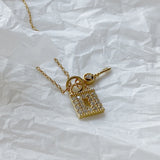 Personalized CZ Lock Key Necklace for Women 925 Sterling Silver Jewelry