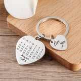 Personalized Calendar Heart Keychain - Wedding Anniversary Gift