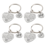 Personalized Calendar Heart Keychain - Wedding Anniversary Gift