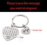 Personalized Calendar Heart Keychain - Wedding Anniversary Gift