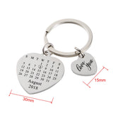 Personalized Calendar Heart Keychain - Wedding Anniversary Gift
