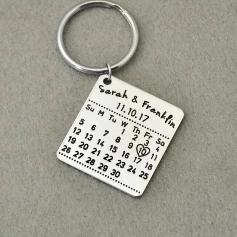 Personalized Calendar Key Chain Keychain Calendar Save The Date Key Ring