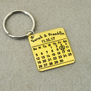 Personalized Calendar Key Chain Keychain Calendar Save The Date Key Ring