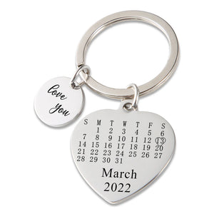 Personalized Calendar Keychain Date Save Key Chain Significant Date Marker Anniv