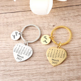 Personalized Calendar Keychain Date Save Key Chain Significant Date Marker Anniv