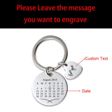 Engraved Date Key Chain- Anniversary,Wedding,Birthday-Valentine's Gift