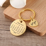 Engraved Date Key Chain- Anniversary,Wedding,Birthday-Valentine's Gift