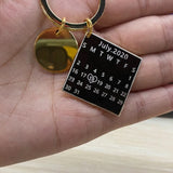 Calendar Keychain Engraved Date Key Chain Ring Gift DIY Photo Keyring Women Men