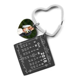 Personalized Calendar Keychain Photo Engraved Date Heart Keyring