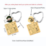 Personalized Calendar Keychain Photo Engraved Date Heart Keyring
