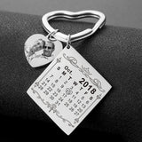 Personalized Calendar Keychain Photo Engraved Date Heart Keyring