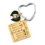 Personalized Calendar Keychain Photo Engraved Date Heart Keyring