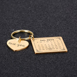 Personalized Calendar Keychain Custom Engraved Stainless Steel Keyring