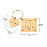 Personalized Calendar Keychain Custom Engraved Stainless Steel Keyring