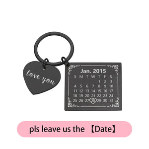 Personalized Calendar Keychain Custom Engraved Stainless Steel Keyring