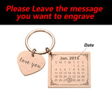 Personalized Calendar Keychain Custom Engraved Stainless Steel Keyring