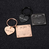 Personalized Calendar Keychain Custom Engraved Stainless Steel Keyring