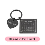 Personalized Calendar Keychain Custom Engraved Stainless Steel Keyring
