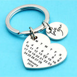 Personalized Calendar Keychain Engraved Date Key Ring Name Custom Keychain