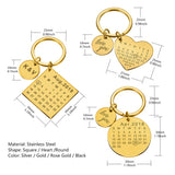Personalized Calendar Keychain Engraved Date Key Ring Name Custom Keychain