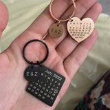 Personalized Calendar Keychain Engraved Date Key Ring Name Custom Keychain