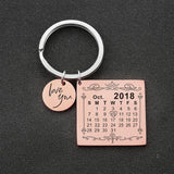 Personalized Calendar Keychain Engraved Special Date Name Key Chain