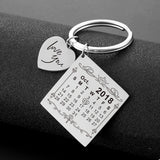 Personalized Calendar Keychain Engraved Special Date Name Key Chain