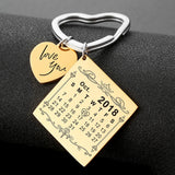Personalized Calendar Keychain Engraved Special Date Name Key Chain
