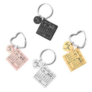 Personalized Calendar Keychain Engraved Special Date Name Key Chain