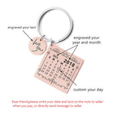 Personalized Calendar Keychain Engraved Special Date Name Key Chain