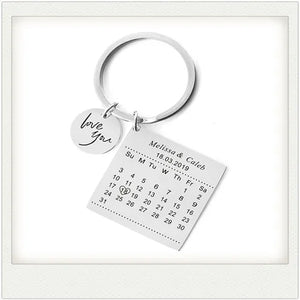Personalized Calendar Name Keychain Bag Charm Letter Date Key Chain