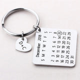 Personalized Calendar Keychain - Heart Date Highlighted Gift
