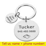 Custom Carved Pet Name Keychain, Stainless Steel Dog ID Tag