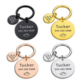 Custom Carved Pet Name Keychain, Stainless Steel Dog ID Tag