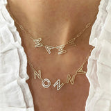 Custom Name Pendant Necklace with Paper Clip Chain Stainless Steel Jewelry