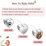 Personalized Charms Photo Heart Beads for Women Dog Cat Pet Paw Beads
