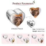 Personalized Charms Photo Heart Beads for Women Dog Cat Pet Paw Beads